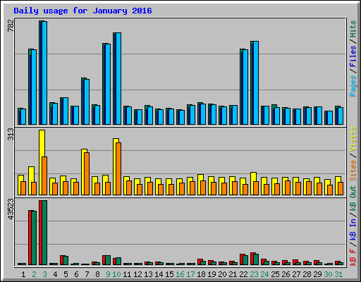 Daily usage for January 2016
