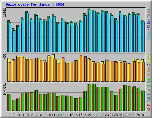 Daily usage for January 2024