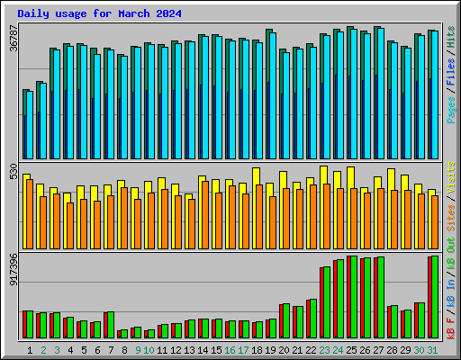 Daily usage for March 2024