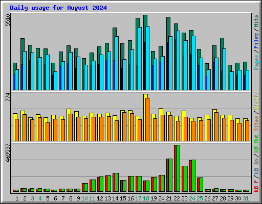 Daily usage for August 2024